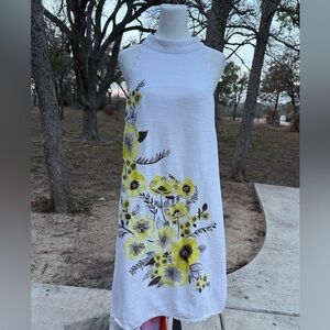 Anthropologie Maeve Yellow Floral Midi Dress 12